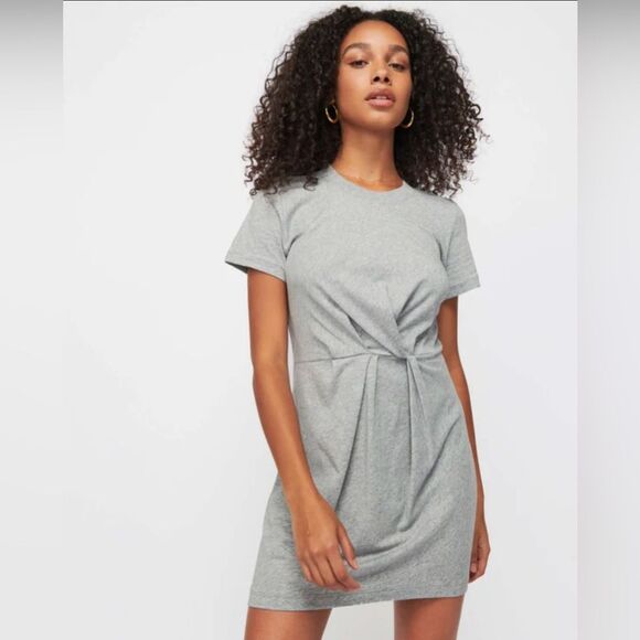 NWT Nation LTD. Gray Fortuna Twist Organic Pima Cotton T-Shirt Dress Size XS - Picture 1 of 8